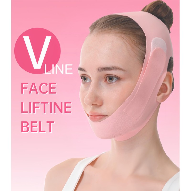 V-Line Lifting Belt, Double Chin Reducer, Facial Shaping Band, Pink