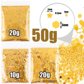 BOOMTOP 50 g Glitter for Crafts Stars Gold Glitter Powder Fine / Sequins Christmas Crafts Candles Glitter Powder Glitter Powder for Nails Face Card Crafts Nail Art