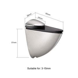 uxcell Glass Shelf Bracket Wall Mount Adjustable Zinc Alloy Brushed Nickel Clamp for 3-15mm Thickness 2pcs