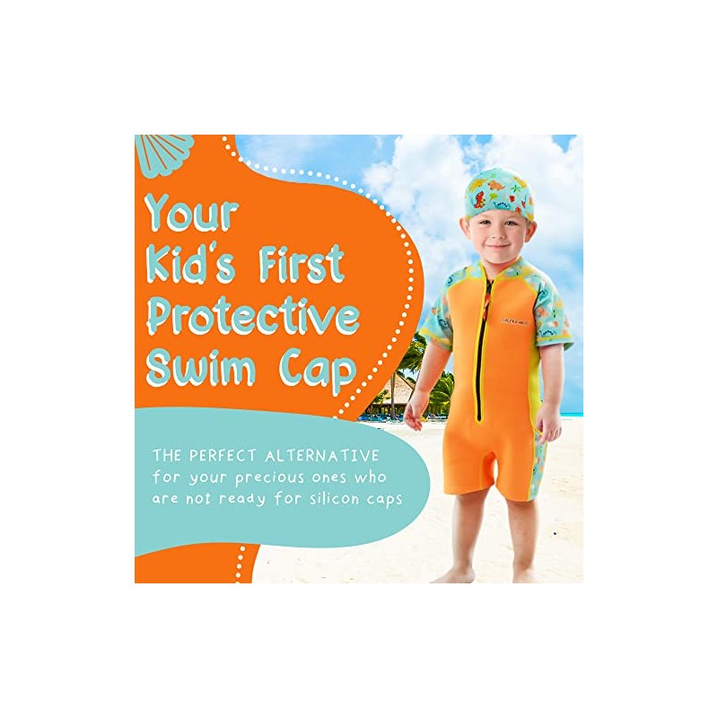 Gorro de natación para niños, tela de elastano suave y
