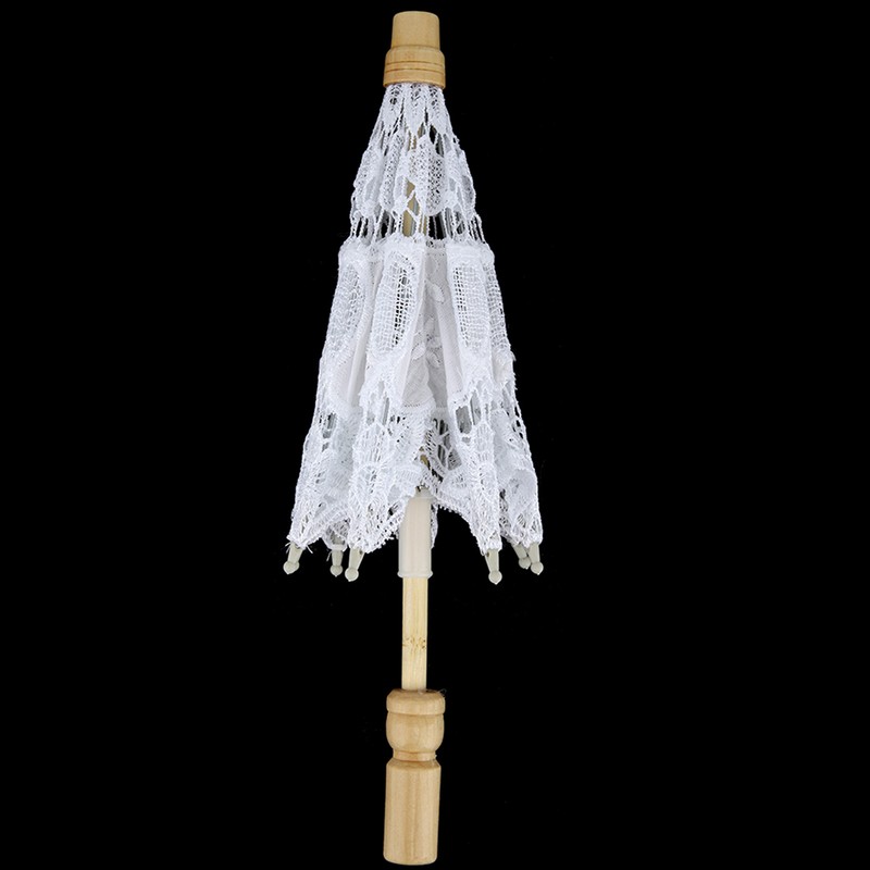 Bridal Umbrella Lace Cotton Embroidery Handmade Parasol Umbrella Wedding Supply(White