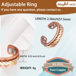 MagVIVACE Copper Ring for Women, Magnetic Ring with Magnet, Jewelry Gift (dg)