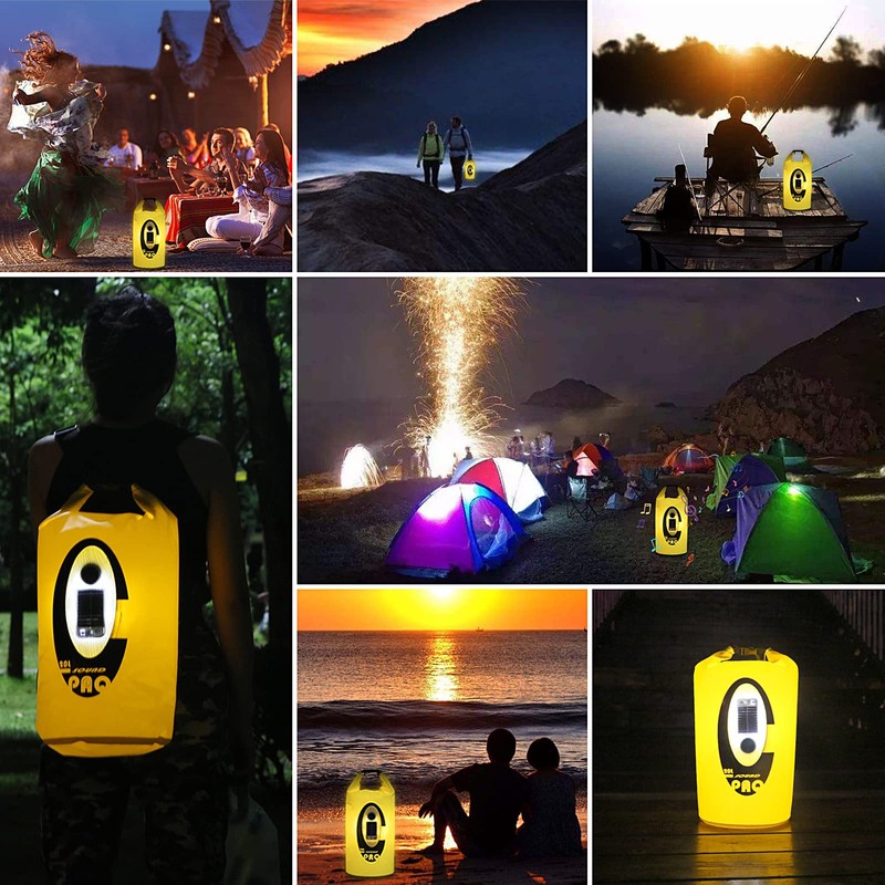 Qoolife Dry Bag Waterproof with Solar Bluetooth Speaker & Light