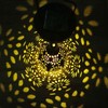 Hanging Solar Light Bronze Iron Metal Hollow Pattern Outdoor Lawn