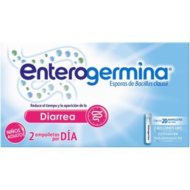 Enterogermina Probióticos - Bacillus clausii 2 Billones UFC, Suspensión Oral para Bebés, Niños y Adultos (20 Ampolletas de 5 ml c/u)