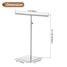 QUARKZMAN Necklace Display Stand Adjustable Height Jewelry Rack T Bar Table Holder Purse for Home Boutique Shop - Silver