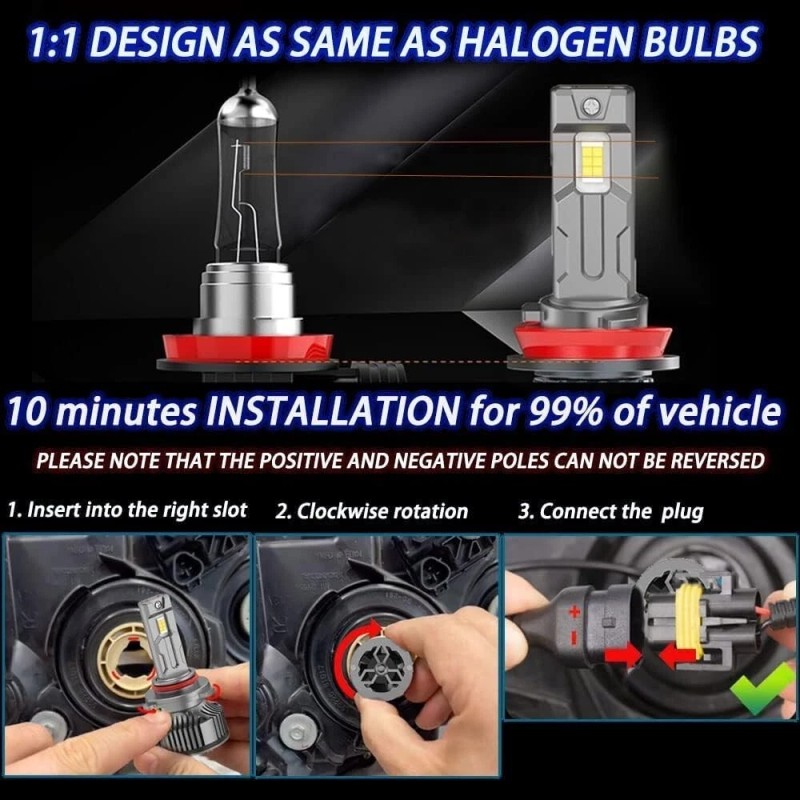 VAEYE H11 High Beam & H11 Low Beam LED Headlight