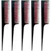 5-Piece Triple Teasing Comb Set - Rat Tail Combs for