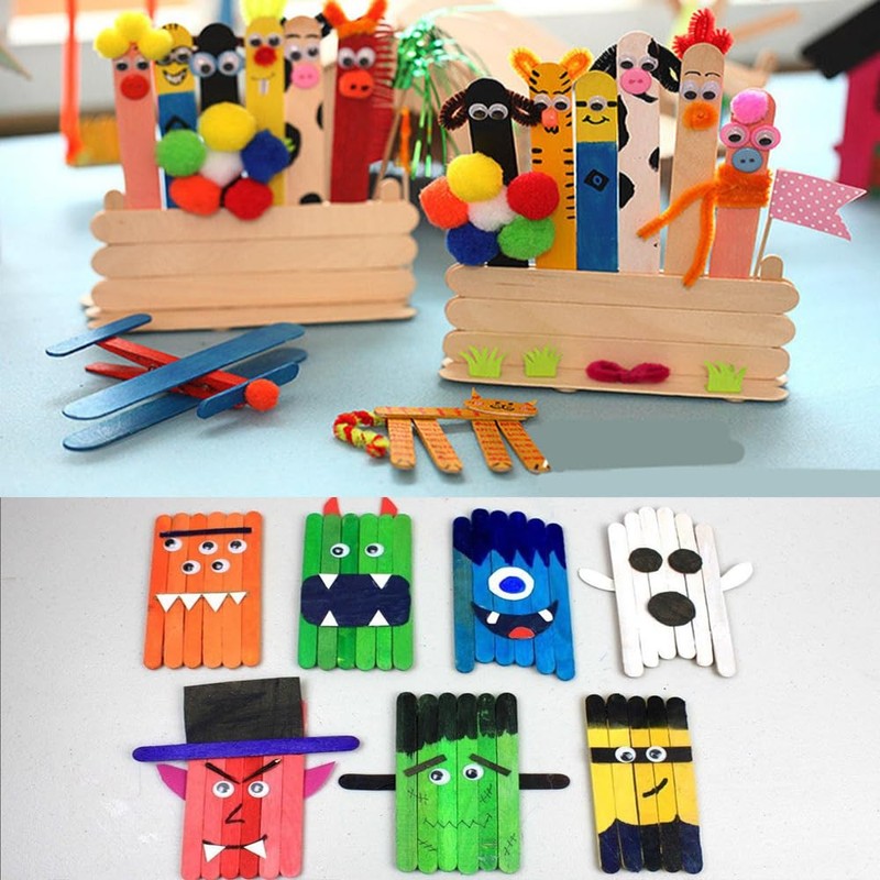 300Pcs Popsicle Sticks, BetterJonny 11cm Natural Wood Craft Sticks Long
