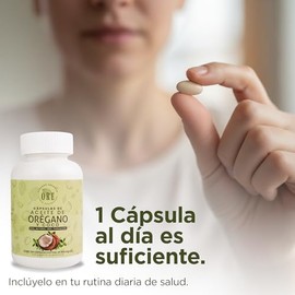 ORE Aceite de Orégano y Coco, 100 Cápsulas Softgel, 500 mg, Suplemento Natural, Orgánico, Aceite de Orégano con 80% Carvacrol y Aceite de Coco extravirgen en una misma cápsula