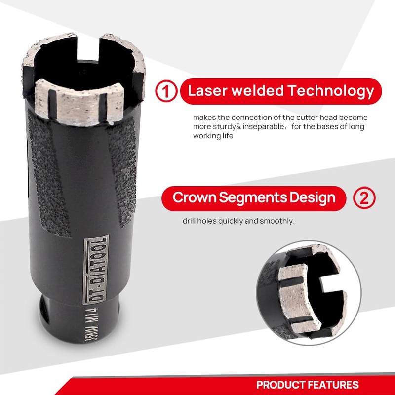 DT-DIATOOL Diamond Drill Bit 35mm Laser Welded Hole Saw for
