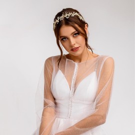 Pearl Rhinestone Bridal Headpieces, Bride Wedding Hair Vine Rhinestone Wedding Headband Gold Leaf Bride Headband Wedding Headpiece for Bride Wedding Hair Accessories Hair Accessories for Women