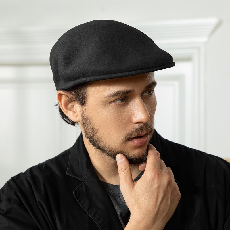 Gajaous Wool Blend Men's Newsboy Caps, Classic Flat Cap Ivy
