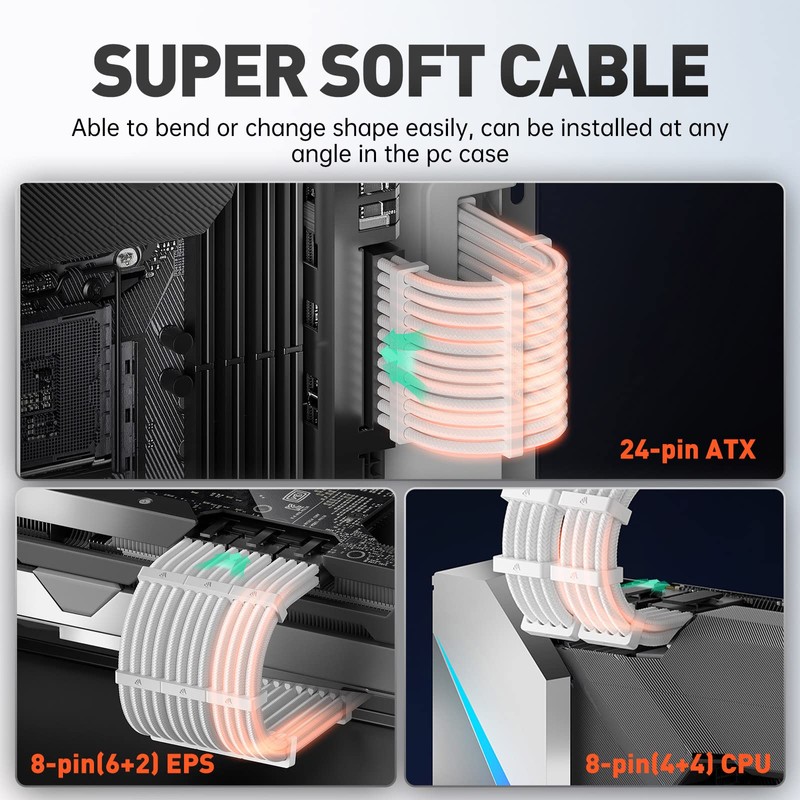 AsiaHorse 16AWG Cable de extensión de PSU para PC Fuente