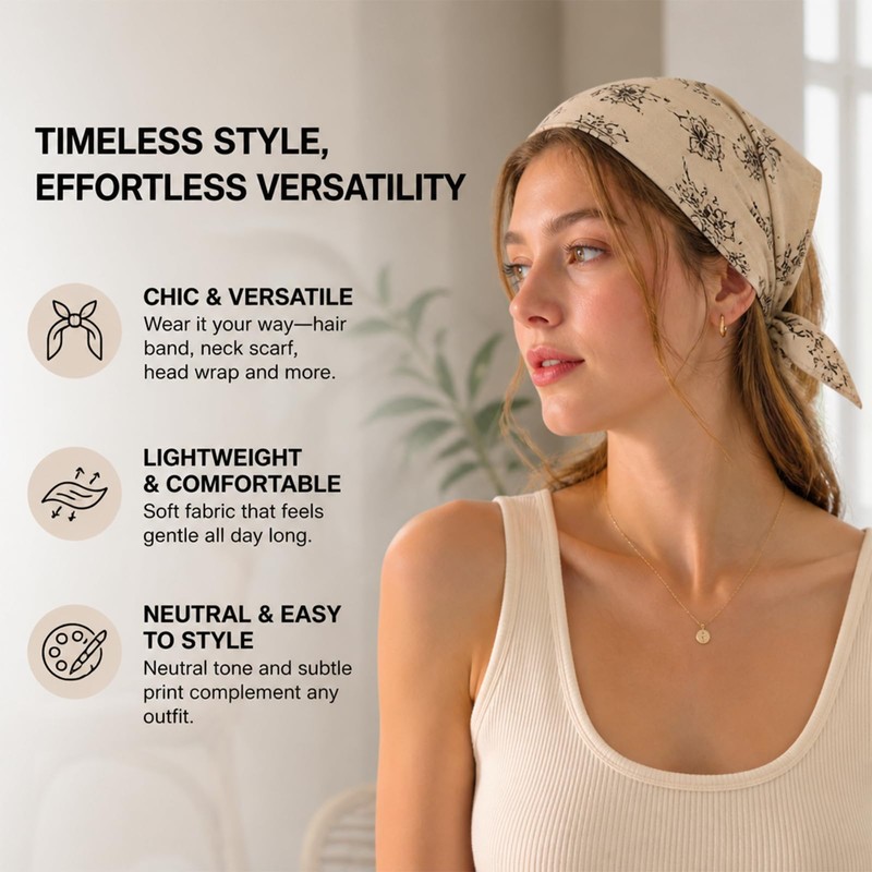 Head Scarf Hair Tie Set - Head Scarf - Silk