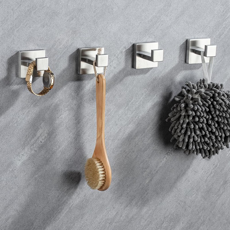 Hiuqixe 4 Pack Bathroom Towel Hook Brushed Nickel, Wall Mount