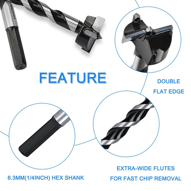 JONMON Forstner Drill Bits - 5Pcs Carbide Wood Hinge Hole