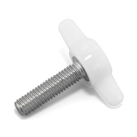 #10-32 x 3/4" Thumb Screw Stainless Steel - White Tee Wing Plastic Knob - Fine Thread Thumbscrew - Length: 0.750" - Proudly Built in USA - Package of (25)
