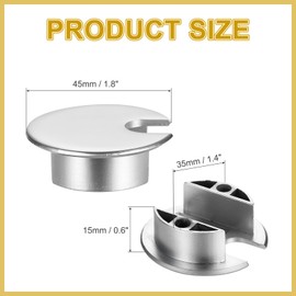 sourcing map Desk Grommet 1.4 Inch, Zinc Alloy Round Desk Hole Cover Wire Cable Cord Organizer for Home Office Computer Table Cables, 35mm, Dark Silver