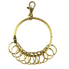 UOOOM Vintage Bronze Tone Large Key Ring Keychain Lobster Clasp with 10 Metal Ring (Style A)