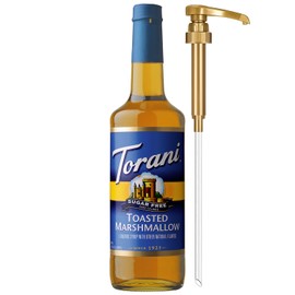 Torani Sugar Free Coffee Syrup, Toasted Marshmallow Flavored Syrup for Drinks, Zero Calorie, Glass Bottle with Pump Included, 25.4 Fl Oz
