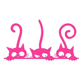 Naughty Cute Cats Vinyl Sticker Decals (Pack of 2) for Car Window Laptop Phone (6" x 3.3", Hot Pink)