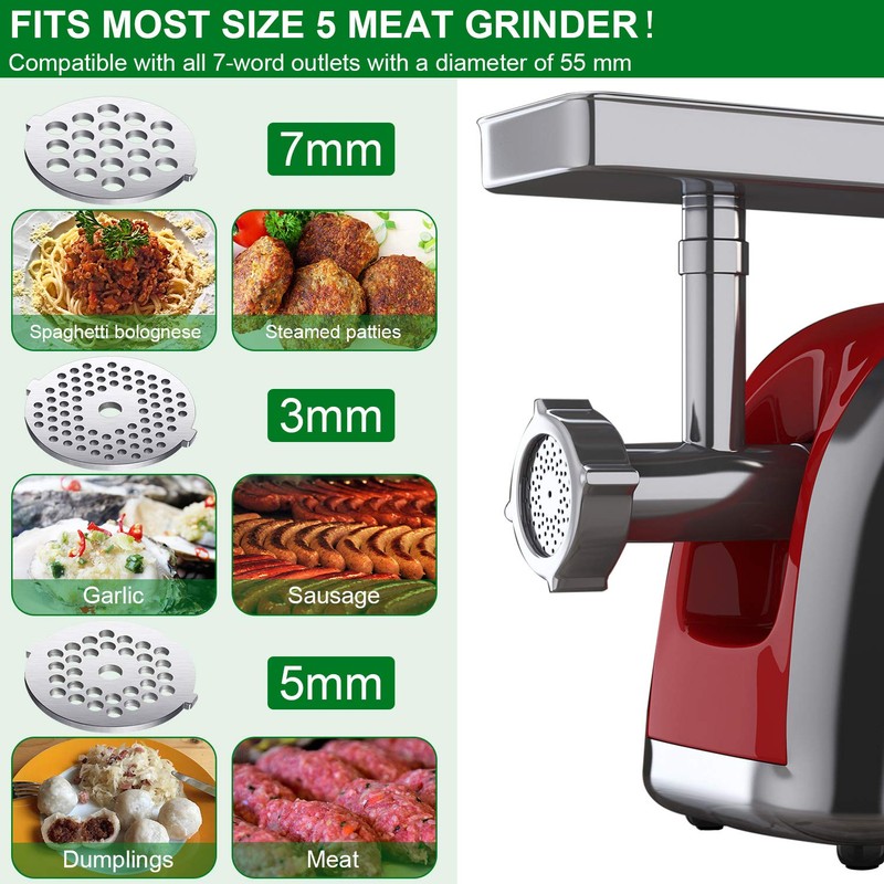 Mudder 9 Pieces Meat Grinder Blades Plate Discs Stainless Steel