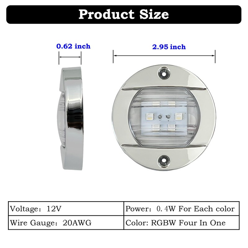 SMIXCTEK RGBW Boat Courtesy Lights, 3 Inch Waterproof Boat Interior