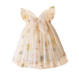 UUAISSO Tutu Dress for Toddlers Babies Sleeveless Tulle Dress Butterfly Embroidery Birthday Party Princess Summer Dress, champagne, 6-12 months