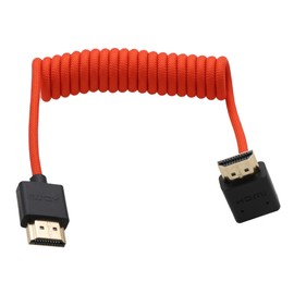 HangTon HDMI 8K 4K ProRes Flexible Red Braided Coiled Cable for ATOMOS Ninja V Shinobi Monitor, Camera Sony FX3 A7Siii, Canon Lumix Nikon, BMPCC6K, FEELWORLD Portkeys SmallHD