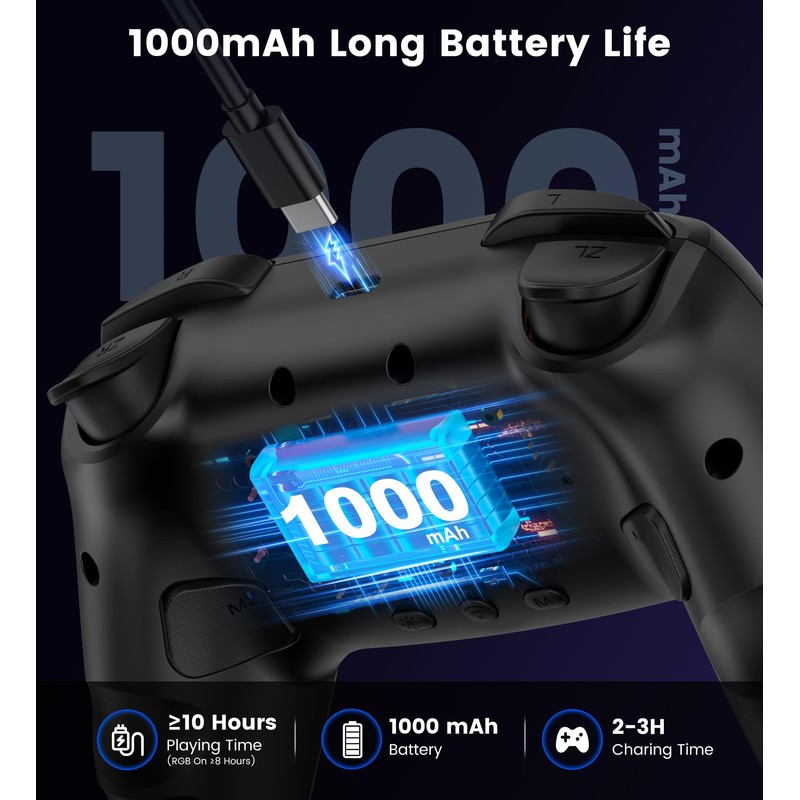 AIfasterfly PC Controller with Holder, Wireless Bluetooth Controller, 1000mAh Battery,