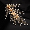 Teyglen Rhinestone Bride Hair Clip Flower Hair Barrettes Bridal Gold Silver Crystal Hairpins Hair Pieces Wedding Hair Accessories for Women Girl (Gold)
