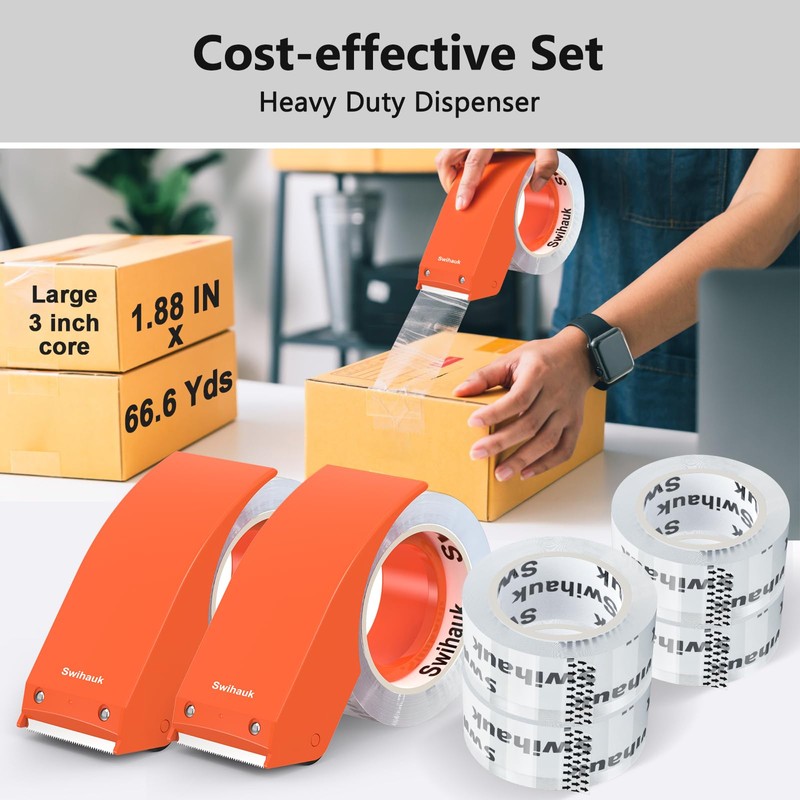 Swihauk 1.88 in x 66.6 YDs Heavy Duty Packing Tape