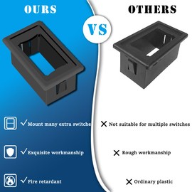 MKBKLLJY 3PCS 1-Slot Rocker Switch Panel Housing Holder Kit Single Mount Marine Toggle Switch Mounting Panels Black PA66 Plastic Flame Retardant for Vehicles Automotive Car SUV ATV UTV Boat