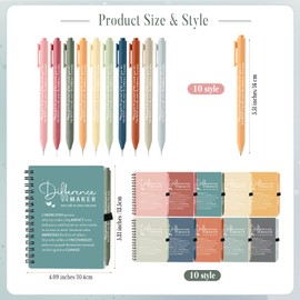 Resurhang 30 Sets Difference Maker Employee Appreciation Gifts Bulk Inspirational A6 Spiral Notebooks Journal with Ballpoint Pens for Coworker Team Teacher Nurse Housekeeping Week (Morandi Colors)