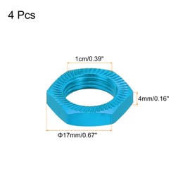 sourcing map Aluminum 17mm RC Wheel Nut Thread M12x1.0mm Hex Wheel Nuts RC Wheel Nut for 1/8 RC Model Car Trucks Off Road Car Upgraded Parts Pack of 4(Blue)
