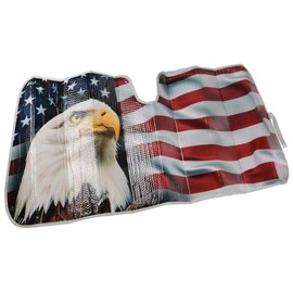BDK USA Patriotic American Flag Sun Visor for Car Windshield Cover - Bald Eagle Truck Window Shade 4th of July Car Flag Sun Visor for Truck Windshield Sunshade - Accordion Windshield Sun Shade 58 x 28