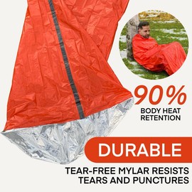 Soild Gears Outdoors Emergency Sleeping Bag Thermal - Use as Emergency, Survival Sleeping Bag, Mylar Emergency Blanket, Waterproof - Orange