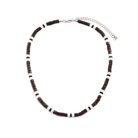 Puka Shell Necklace Men Seashell Necklace Clay Bead Necklace for Men Boys Beach Shell Necklace Choker for Men and Women (B: black)