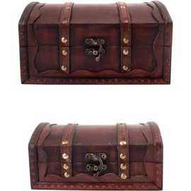 infinimo Milagro Treasure Chest – Set of 2 – Large + Small Wooden Chest, Pirate Chest, Gift Box Lockable with Lid and Lock, Treasure Chest