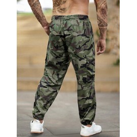Hidkat Men's Camo Jogger Pants Military Army Combat Cargo Pants Leg-Bound Tapered Casual Camouflage Tactical Pants