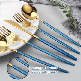 Juego De Cubiertos Para 6 Personas， Cubiertos Acero Inoxidable De 24 Piezas Incluye Cuchillos, Tenedores, Cucharas Espejo Pulido, Juego De Cubierto Para Cocina, Restaurante, Hotel , Apto Para El Lavavajillas (Plata)