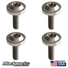 Blackworks Racing 4 TITANIUM SILVER LICENSE PLATE ANTI THEFT SECURITY BOLTS TORX SCREWS M6X1.0