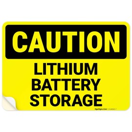 Caution Lithium Battery Storage OSHA Sign, 10x7 Inches, 4 Mil Vinyl Decal Stickers Weather Resistant, Made in USA