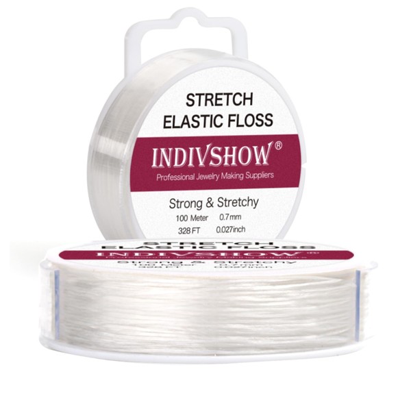 INDIVSHOW Elastic String for Bracelets, 328FT0.7mm Transparent Elastic Cord for
