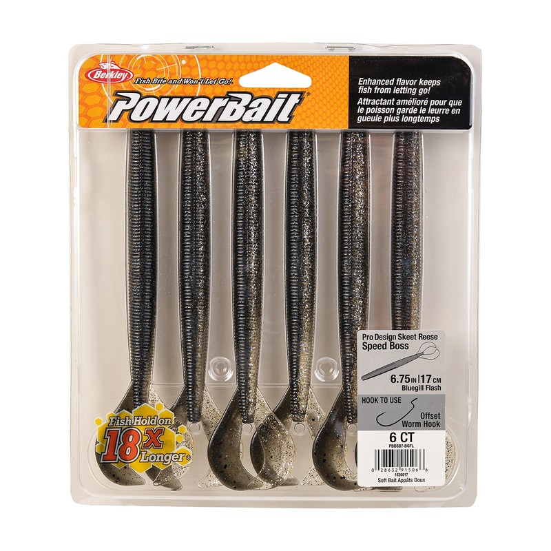 Berkley Powerbait Speed Boss Fishing Soft Bait, Bluegill Flash, 6