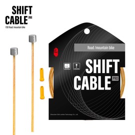 CNC Bike Shifter Cable for Shimano/SRAM|Derailleur Cable，Pro Slick Polished Gear Cable 1.2X 2500mm，Gold.