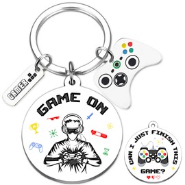 Video Game Keychain Gifts for Gamer - Gaming Keychains Retro Controller Metal Charm, Funny Keyring Gift for Teen Boys Game Players Lover Son Boyfriend Brother Dad Kid Children (Silver)