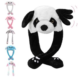 Rabbit Hat Ear Moving Jumping Hat Funny Plush Cap for Kids Dress Up Cosplay Party Christmas Holiday Cute Ear Flap Cap for Adults Panda