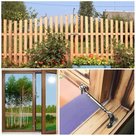 Hook and Eye Latch 4 Inch, 2pcs Stainless Steel Cabin Hook Door Hook Lock Heavy Duty Hook Latch with Screws for Cabinet Closet Door Window Garage Gate, Silver